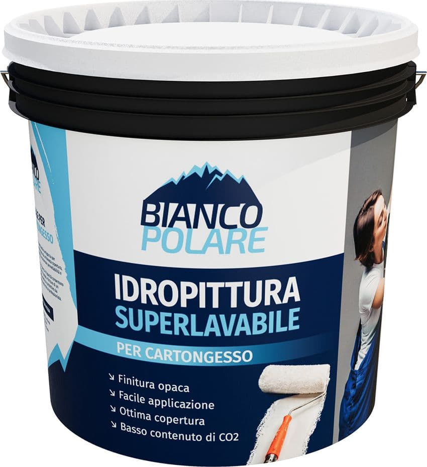 IDROPITTURA SUPERLAVABILE ANTIMUFFA PER CARTONGESSO lt. 14  - BIANCO POLARE