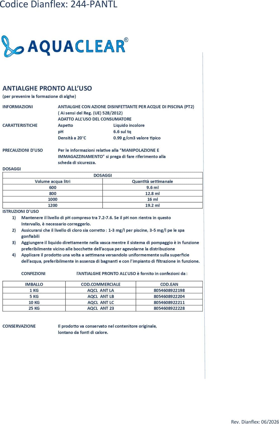 Antialghe Liquido Pronto All'uso Aquac 5 Kg - 2