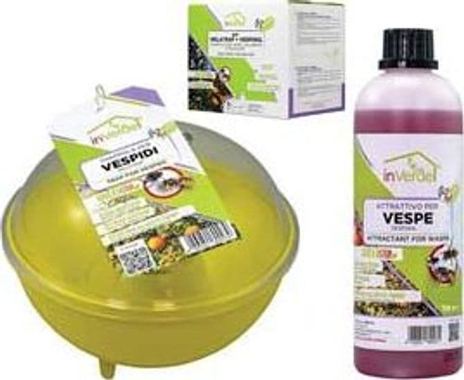 Trappola + Attrattivo per Vespe Calabroni Mosche Flacone da 500 ml Inverde