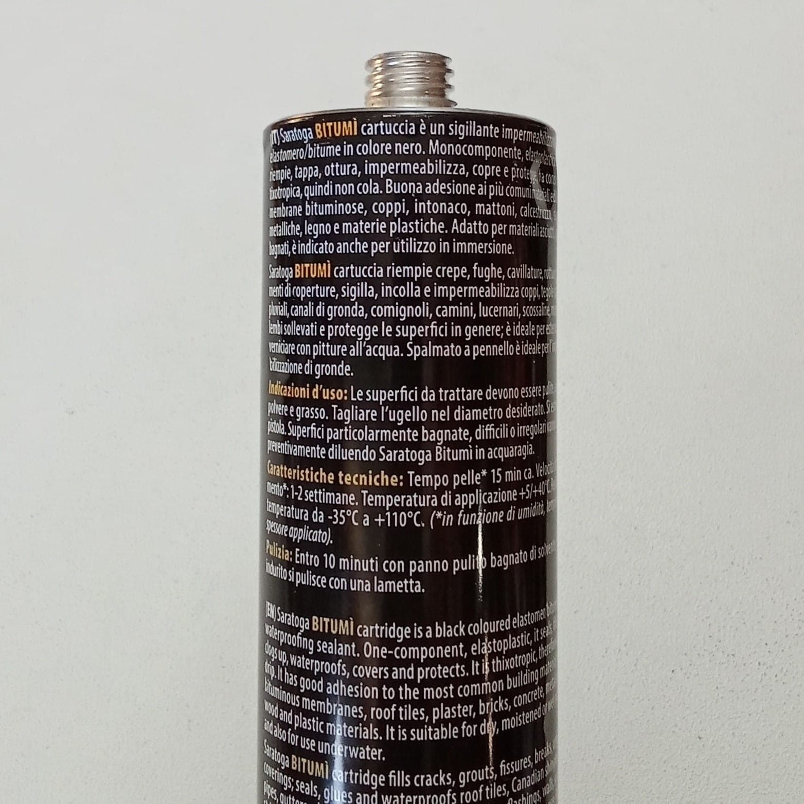 Saratoga Bitumi' 300ml guaina nera impermeabilizzante sigillante in cartuccia di metallo - 2