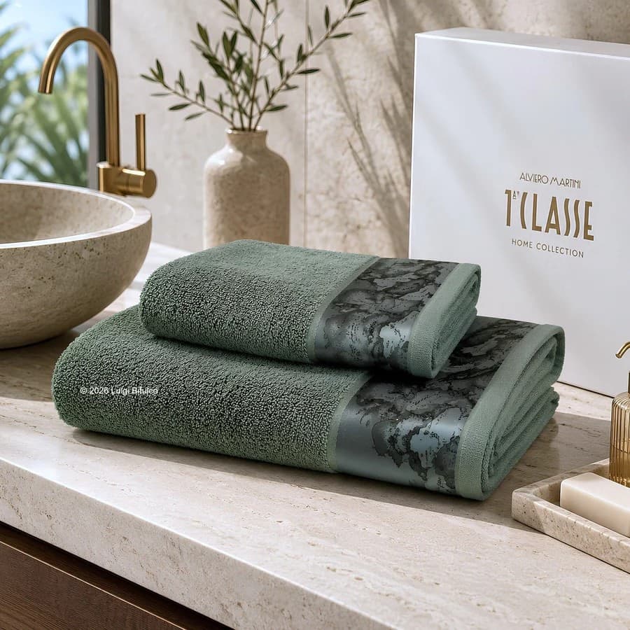 Asciugamani Geo Tartan Green ! Alviero Martini Geo Tartan – Spugna di Puro Cotone Viso + Bidet - 2
