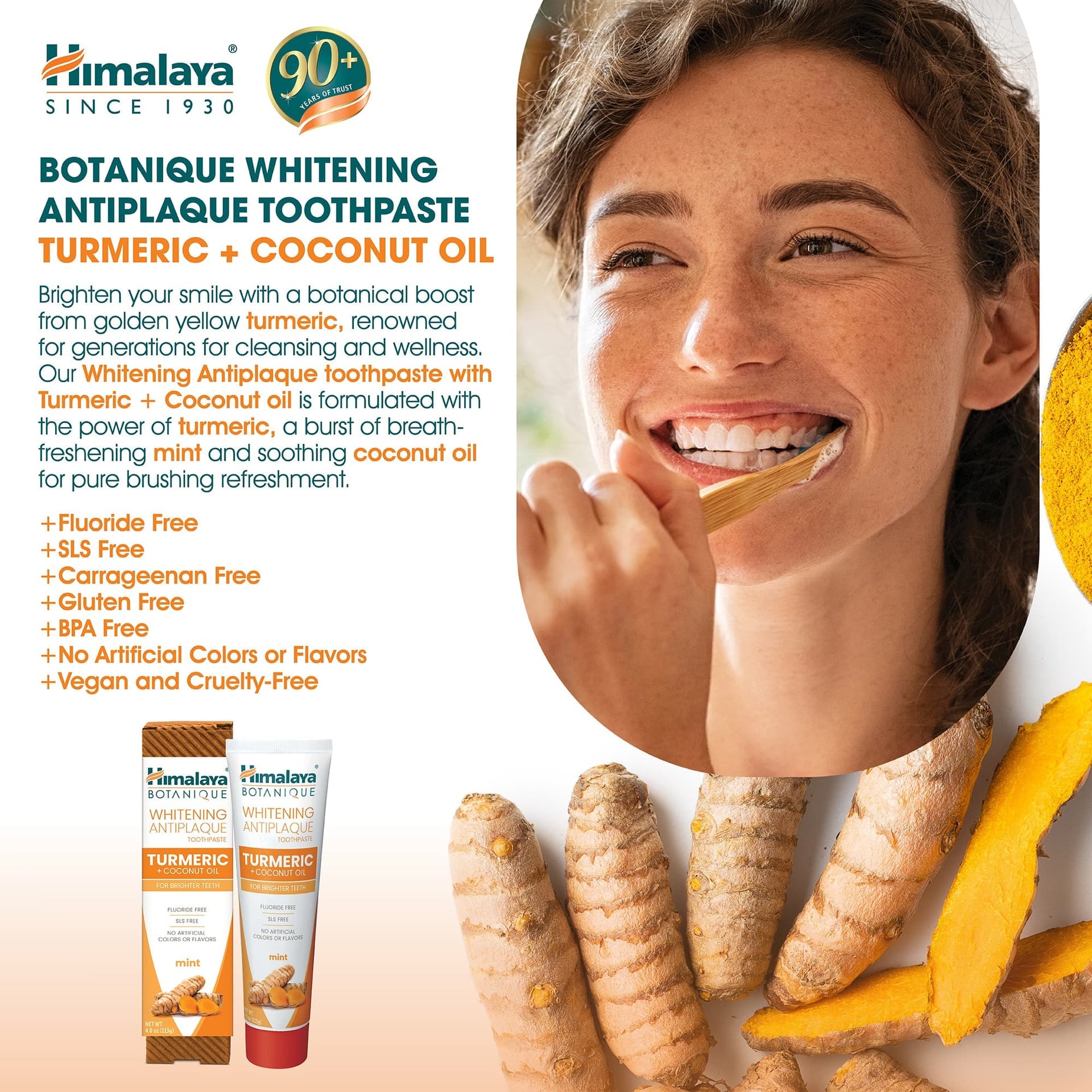 Himalaya Botanique Dentifricio Sbiancante Anti-Placca Curcuma e Olio di Cocco – 113g - 4