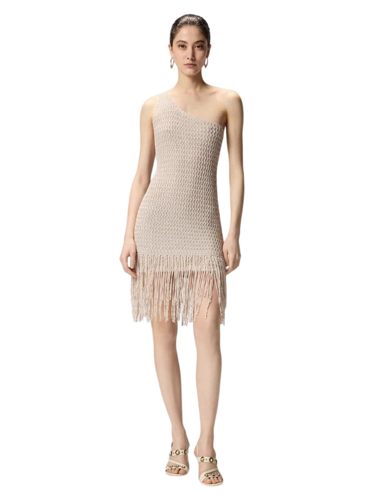 Pinko vestiti casual donna pinko - juniperos abito openwork - grigio - 3