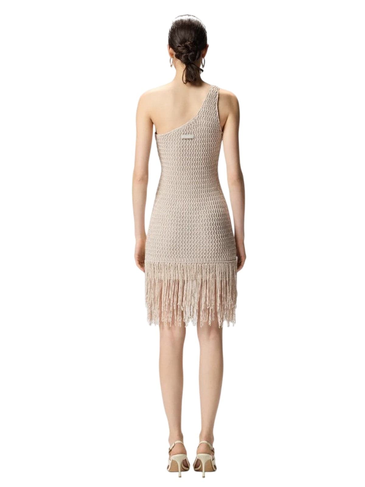 Pinko vestiti casual donna pinko - juniperos abito openwork - grigio - 4