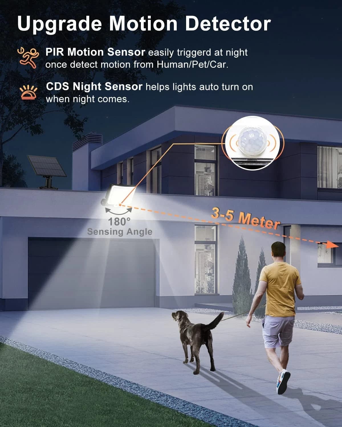 Luce Solare Esterno 228 LED Sensore Movimento Telecomando IP65 Cavo 5m - 4