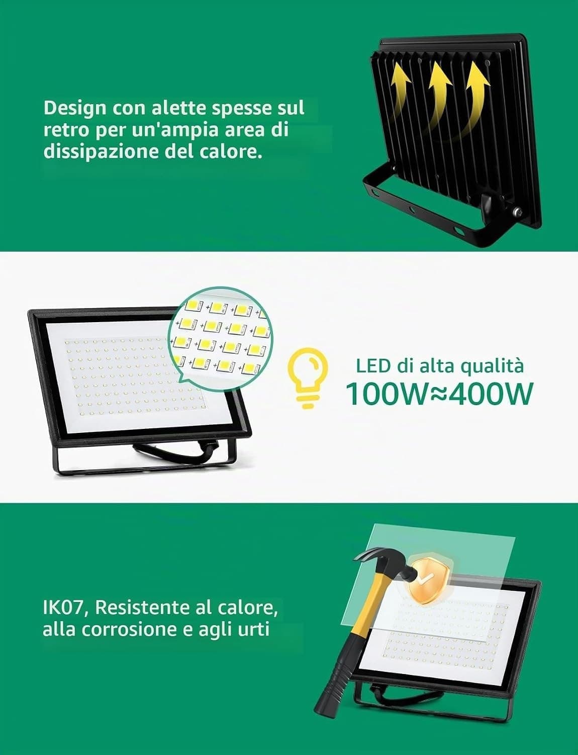 Aigostar Faretto LED Esterno 100W 8700LM IP65 6500K Bianco Freddo - 2