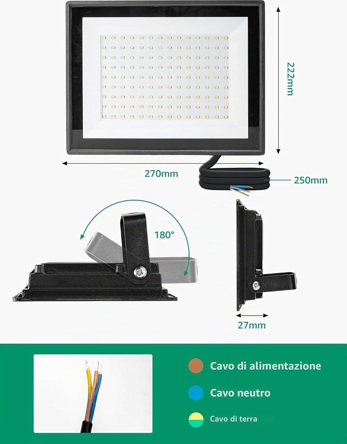 Aigostar Faretto LED Esterno 100W 8700LM IP65 6500K Bianco Freddo - 3