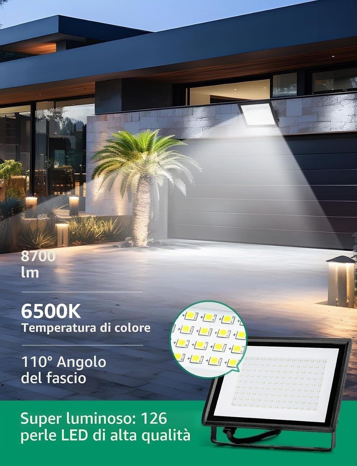 Aigostar Faretto LED Esterno 100W 8700LM IP65 6500K Bianco Freddo - 4