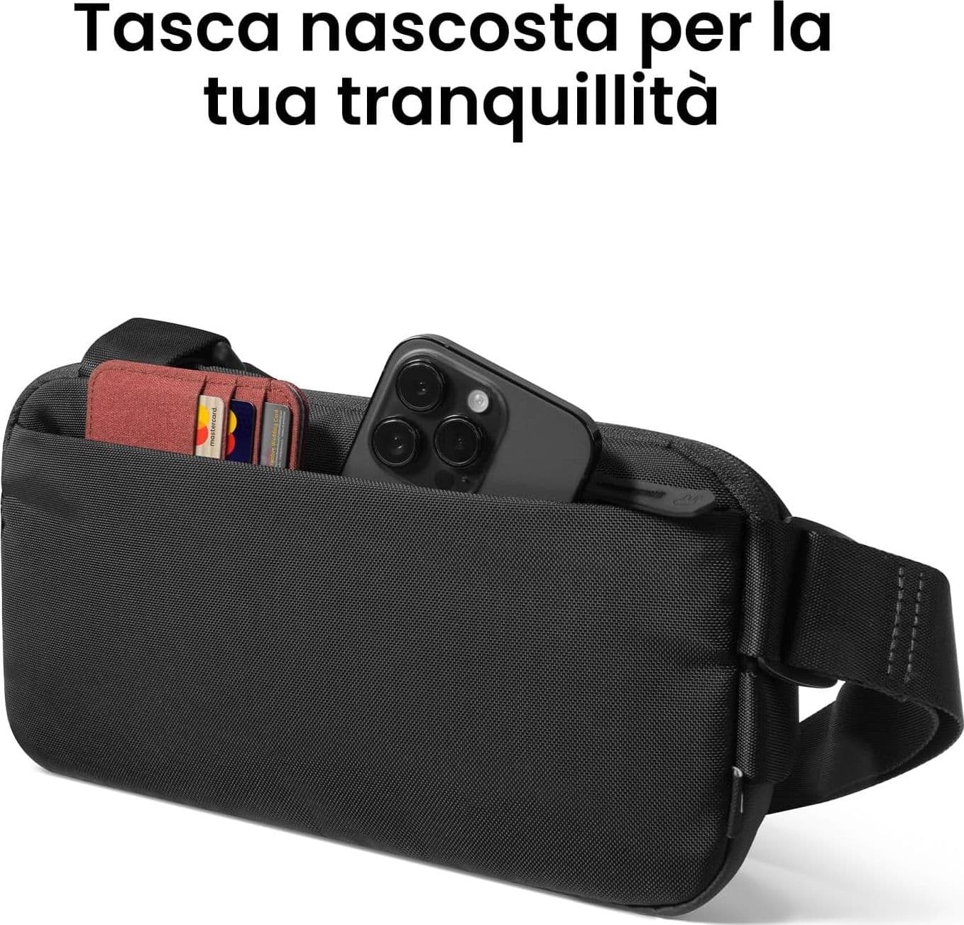 tomtoc Explorer T21 Sling Bag 3L Nera Uomo EDC iPad Mini Switch Antifurto - 4