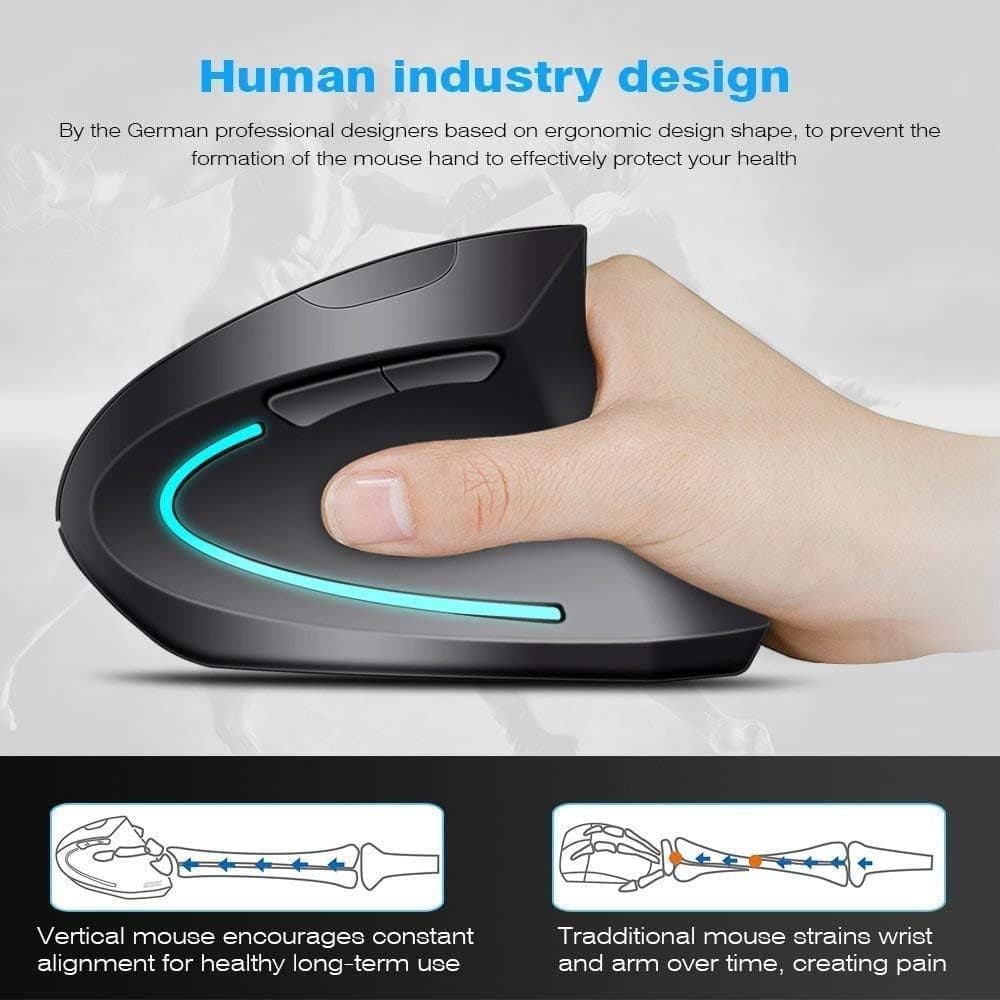 Mouse Verticale Ergonomico Cablato USB 3200 DPI 5 Tasti PC Mac Laptop - 4