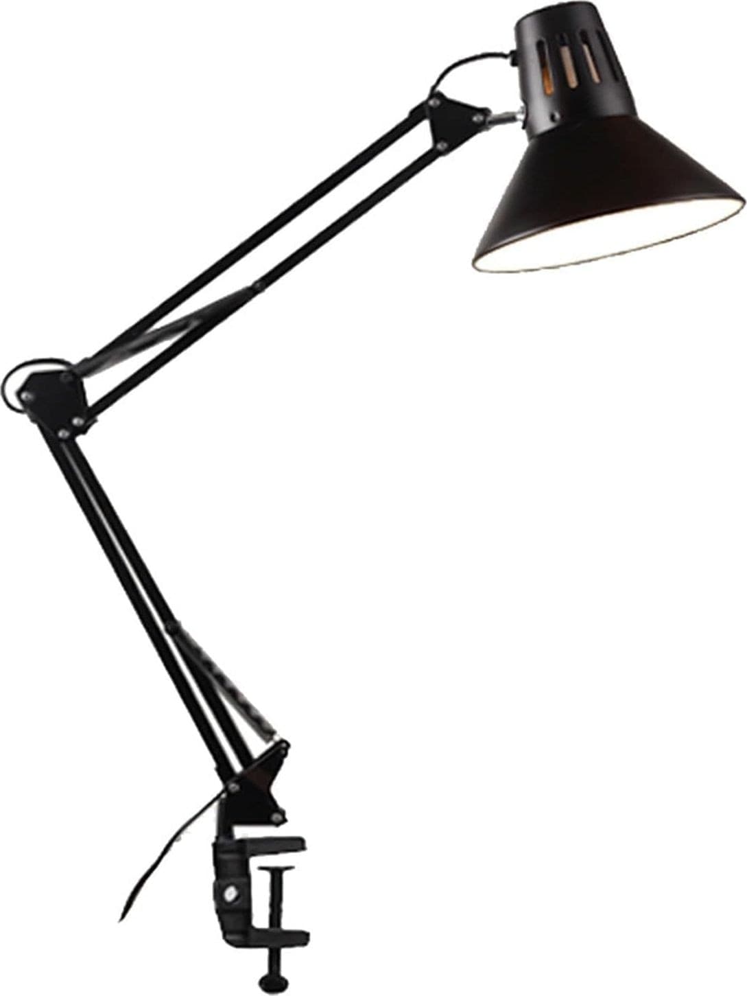 Lampada Scrivania E27 Braccio Snodato Regolabile Metallo Nero Ufficio Studio - 2