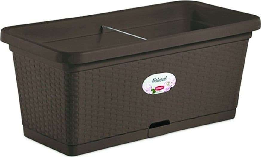 fioriera natural moka con riserva d'acqua cm. 80 ruote- cm. 80x40x34h - lt. 66 - 2