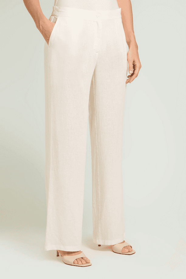 LUISA VIOLA pantalone ampio in lino donna avorio - 2