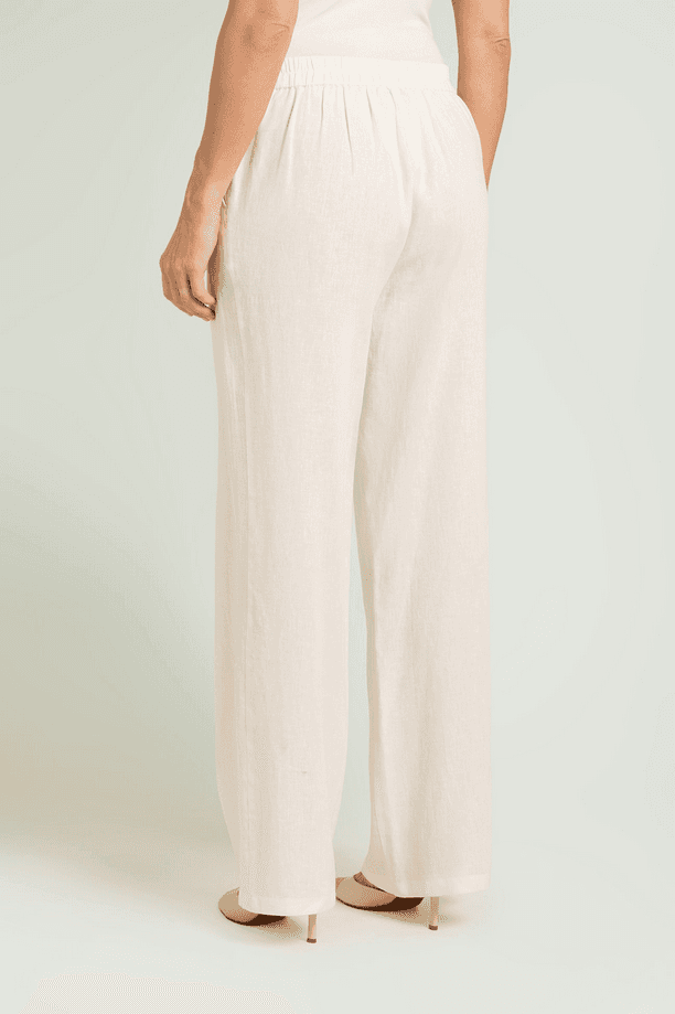 LUISA VIOLA pantalone ampio in lino donna avorio - 3