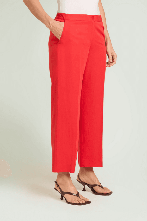 LUISA VIOLA pantalone in lino donna rosso - 2