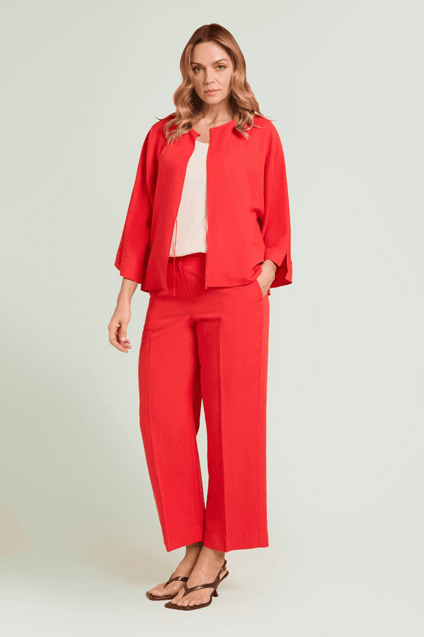 LUISA VIOLA pantalone in lino donna rosso - 4