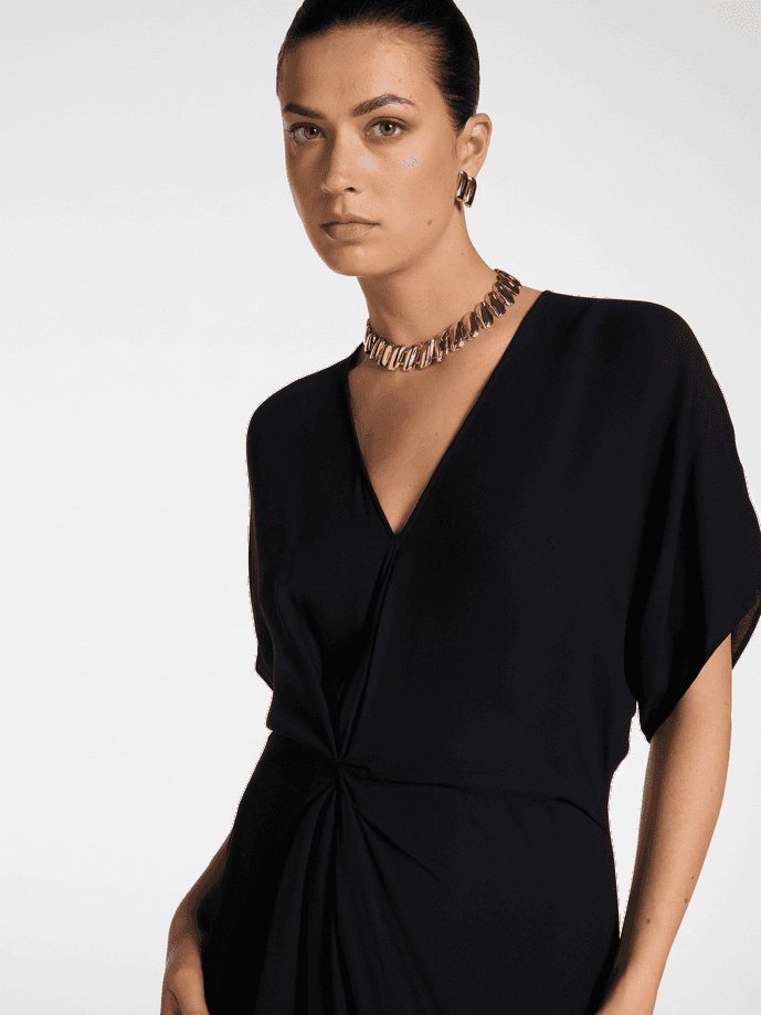 ELENA MIRO abito con drappeggio donna nero - 3