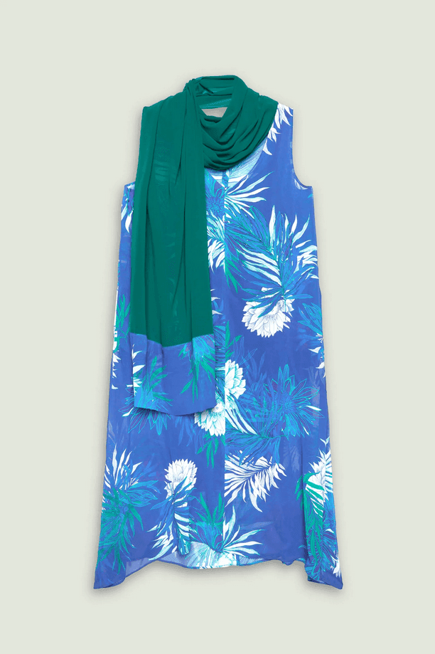 LUISA VIOLA abito con stola donna blu-verde – OTHER