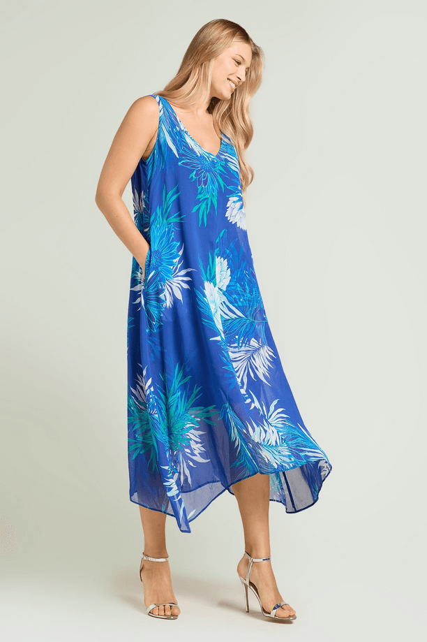 LUISA VIOLA abito con stola donna blu-verde - 4