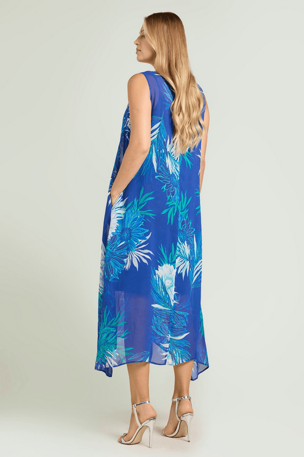 LUISA VIOLA abito con stola donna blu-verde - 5