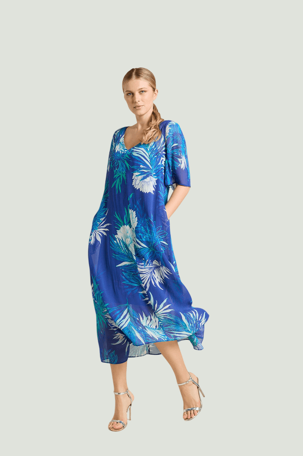 LUISA VIOLA abito con stola donna blu-verde - 6