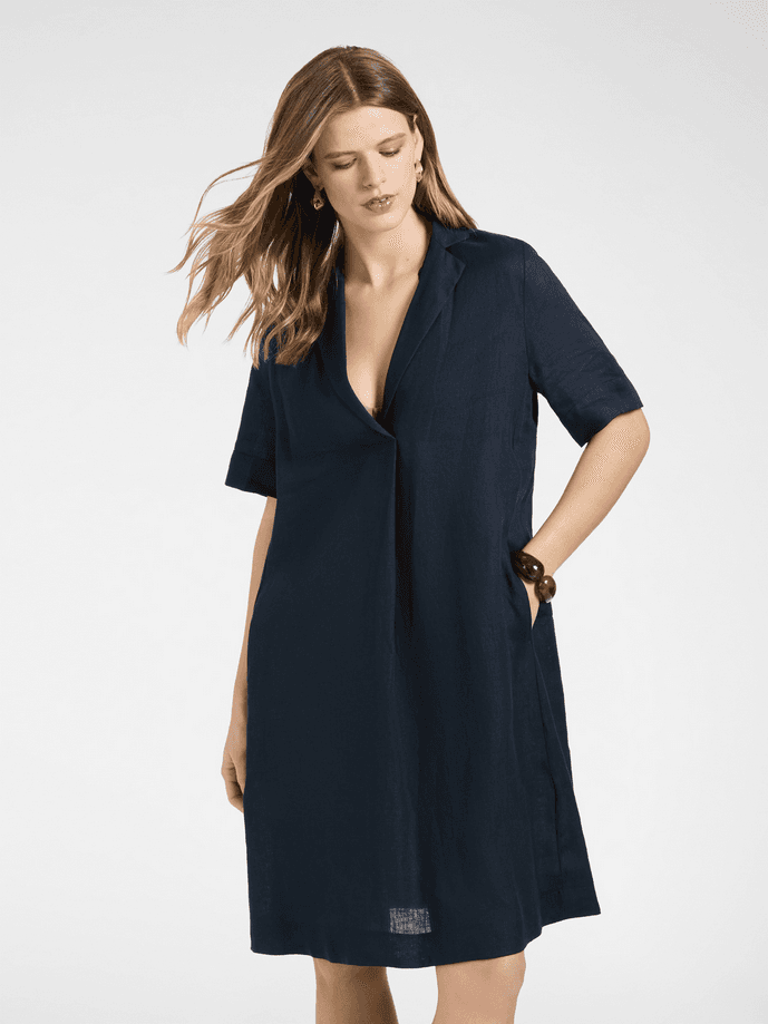 ELENA MIRO abito in lino donna blu - 2