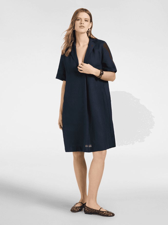 ELENA MIRO abito in lino donna blu - 3