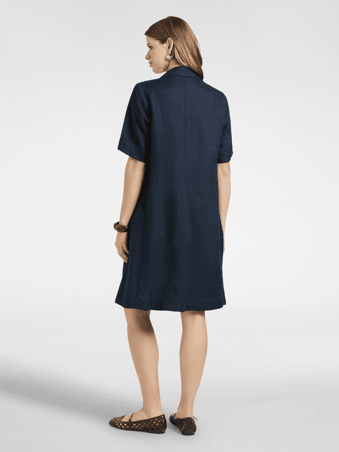 ELENA MIRO abito in lino donna blu - 4