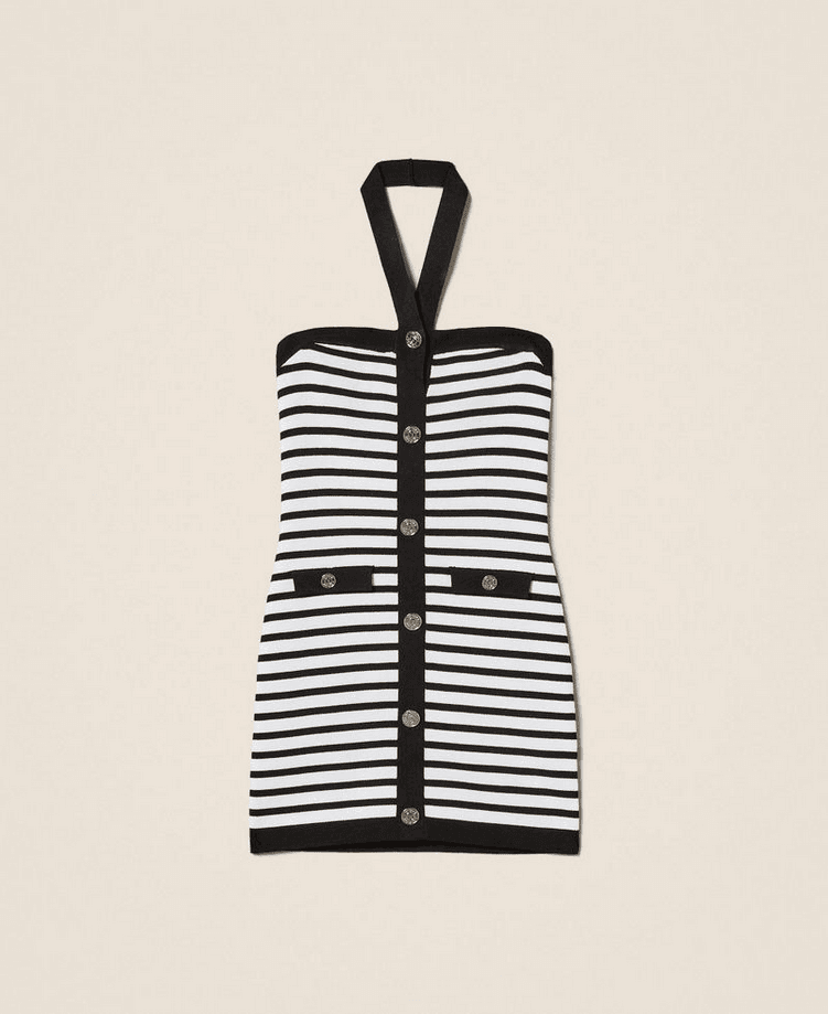 TWINSET abito corto a righe bambina bianco-nero - 6