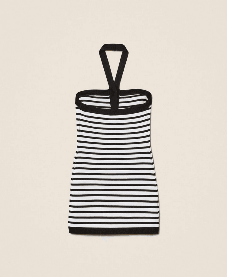 TWINSET abito corto a righe bambina bianco-nero - 3