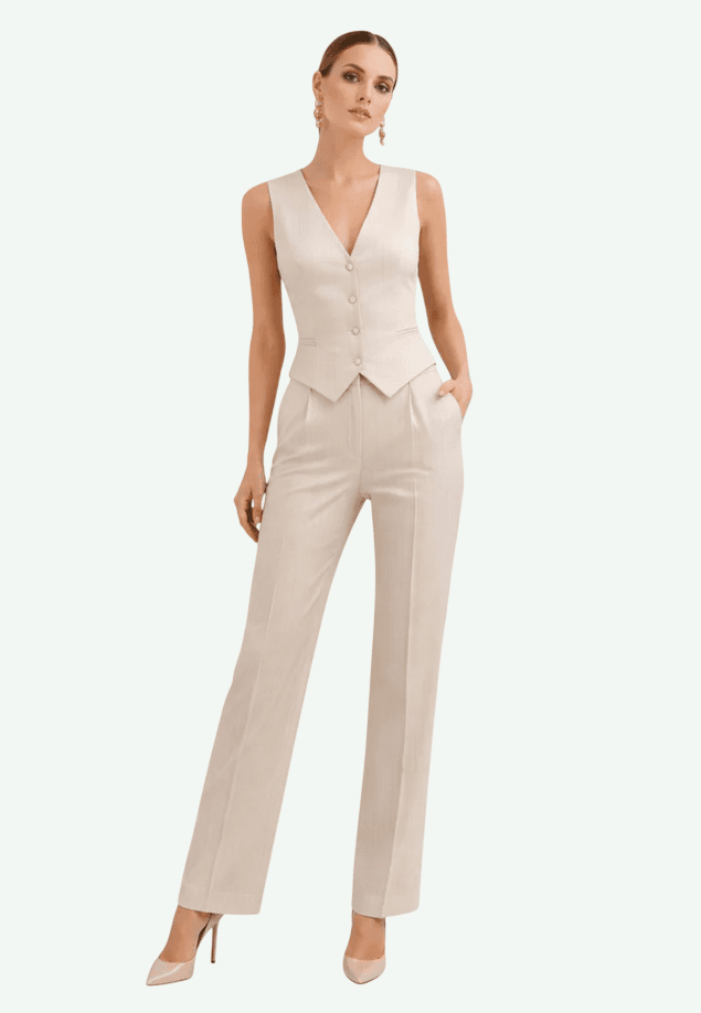 RINASCIMENTO gilet gessato donna beige chiaro - 2