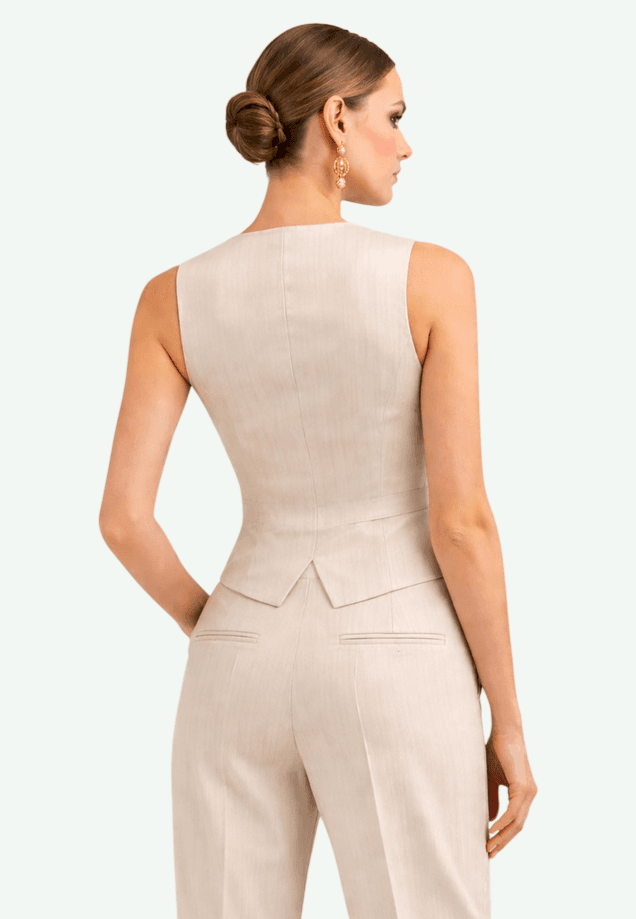 RINASCIMENTO gilet gessato donna beige chiaro - 3
