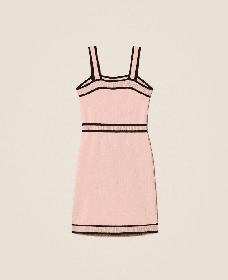TWINSET abito in maglia con bordi bambina rosa-nero - 3