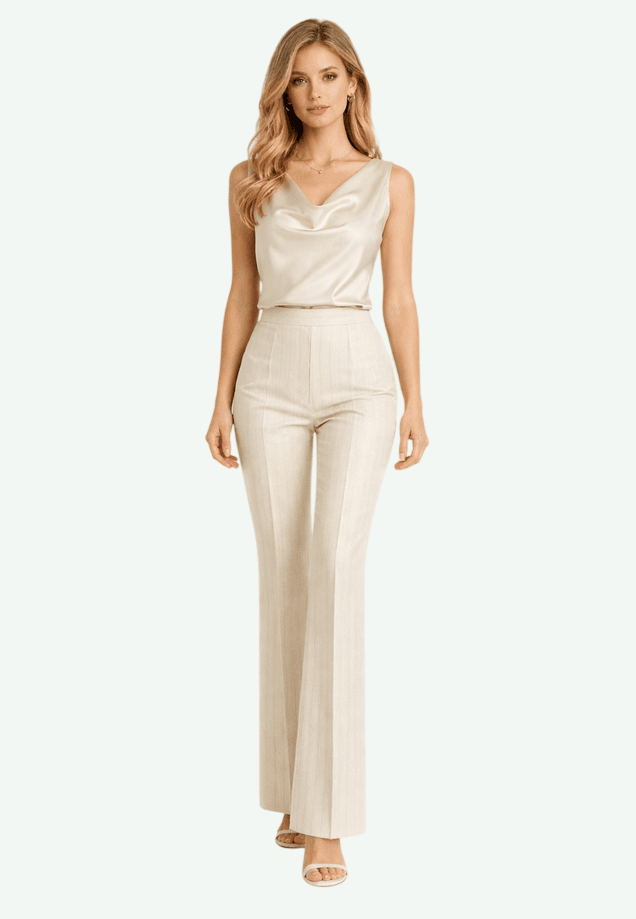 RINASCIMENTO pantalone a zampa donna beige chiaro - 2