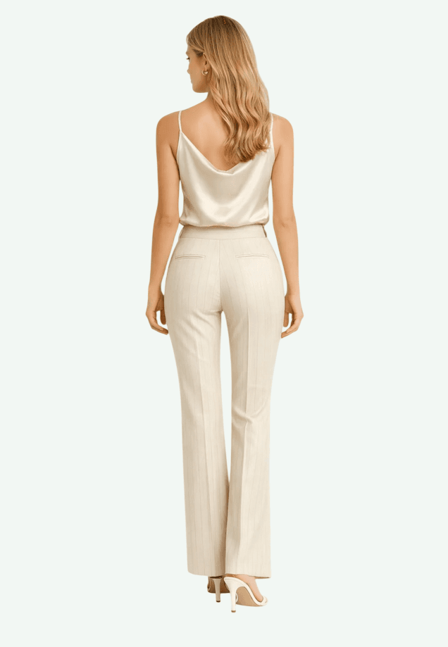 RINASCIMENTO pantalone a zampa donna beige chiaro - 3