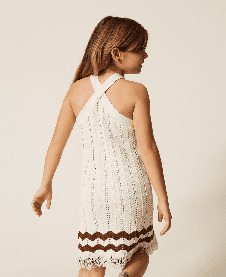 TWINSET abito in maglia bambina bianco-marrone - 4