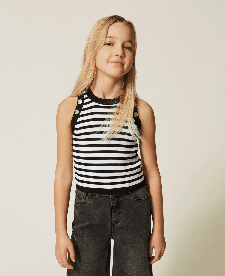 TWINSET top a righe bambina bianco-nero - 2