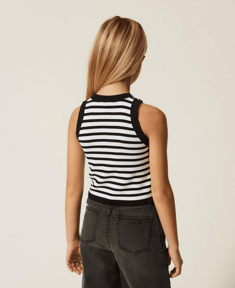 TWINSET top a righe bambina bianco-nero - 4