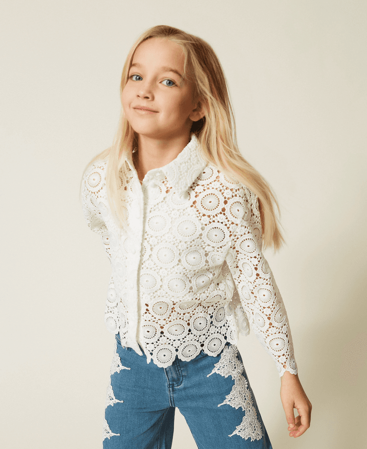 TWINSET camicia in pizzo bambina bianco - 2
