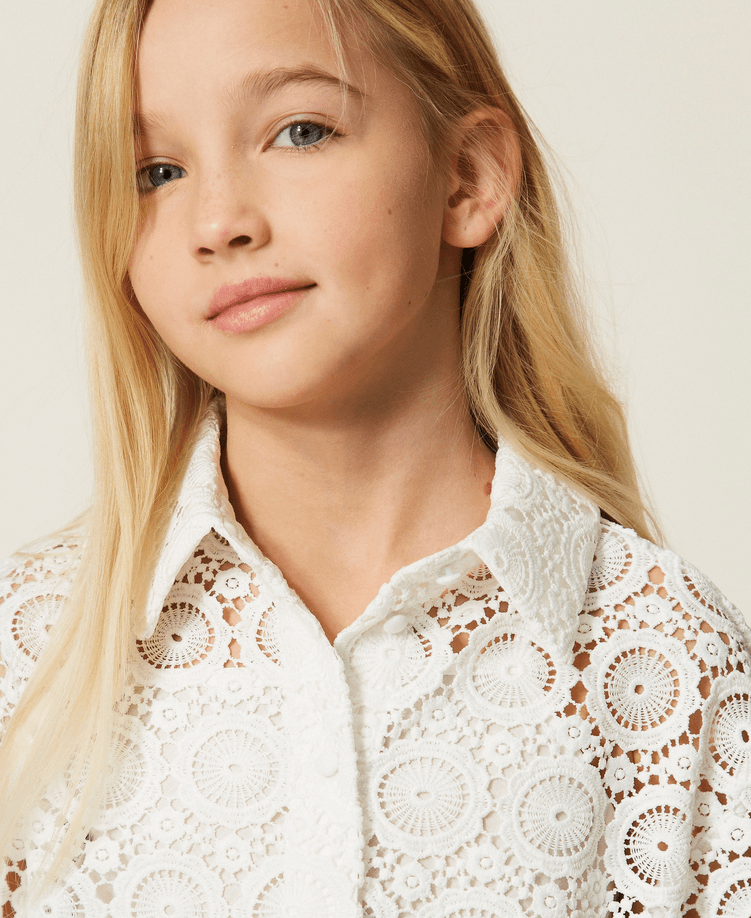 TWINSET camicia in pizzo bambina bianco - 5