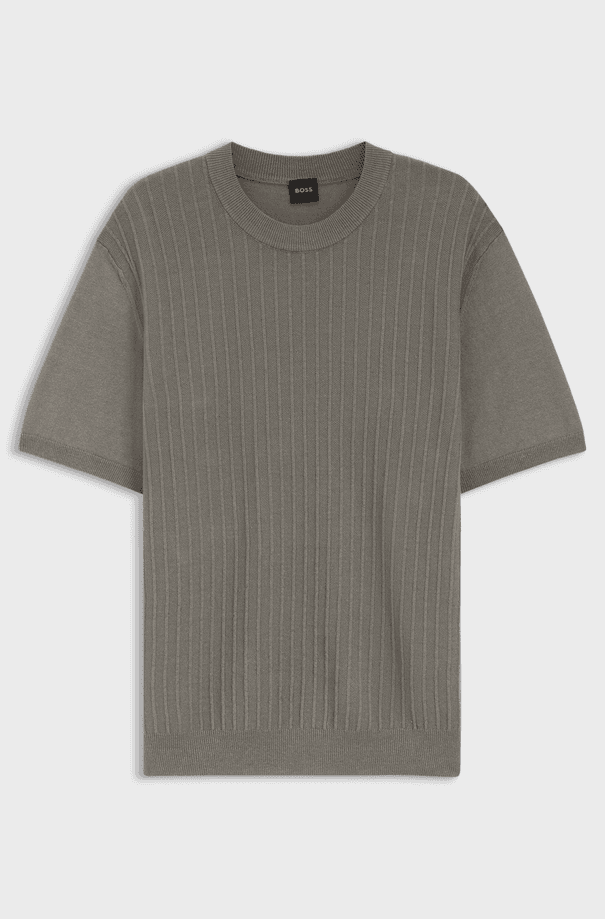 Hugo Boss maglia misto lino uomo grigio