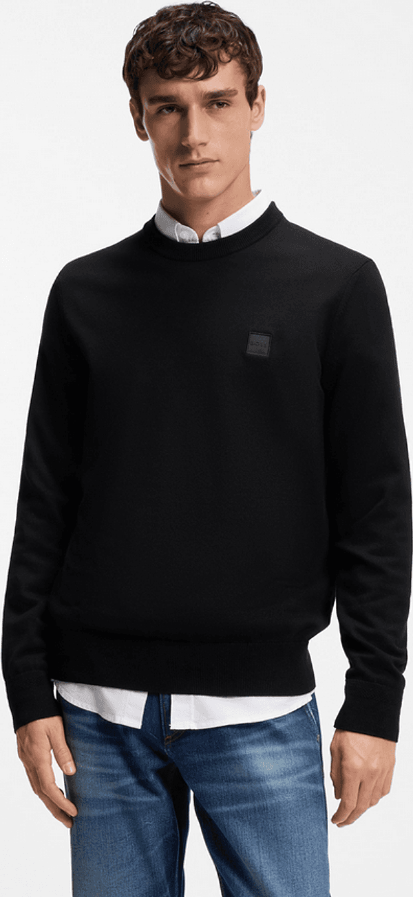 Hugo Boss maglia misto lino con toppa uomo nero - 2