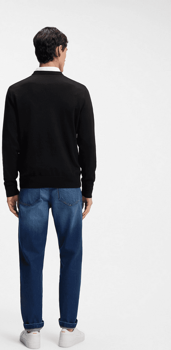 Hugo Boss maglia misto lino con toppa uomo nero - 4