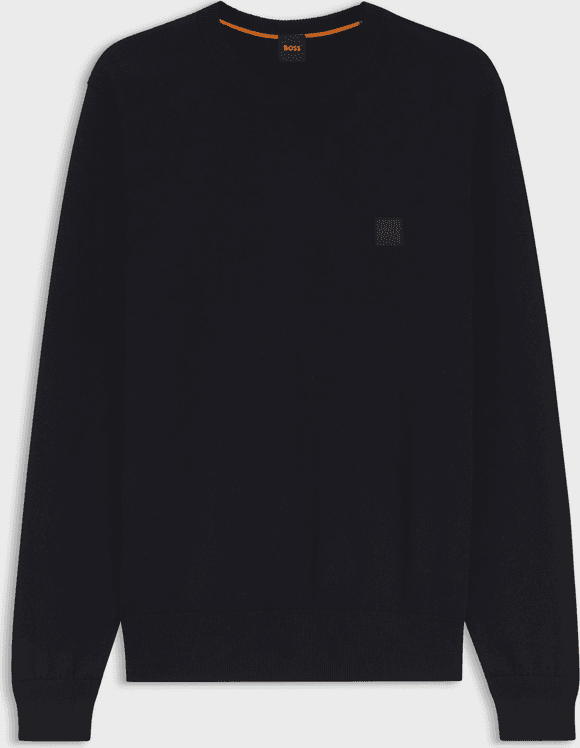 Hugo Boss maglia misto lino con toppa uomo blu scuro