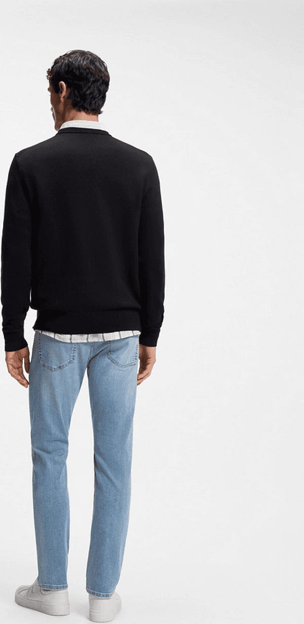 Hugo Boss maglia misto lino con toppa uomo blu scuro - 4