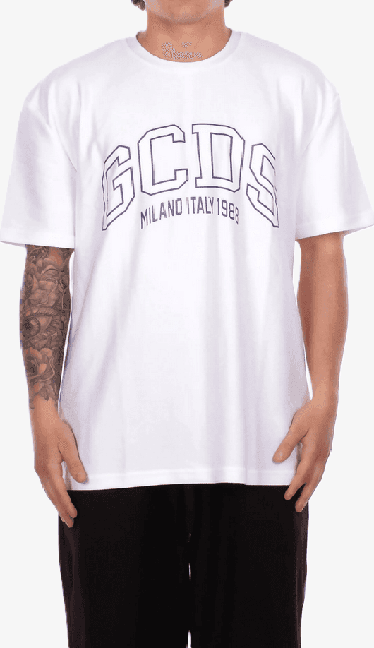 GCDS t-shirt con logo uomo bianco - 3