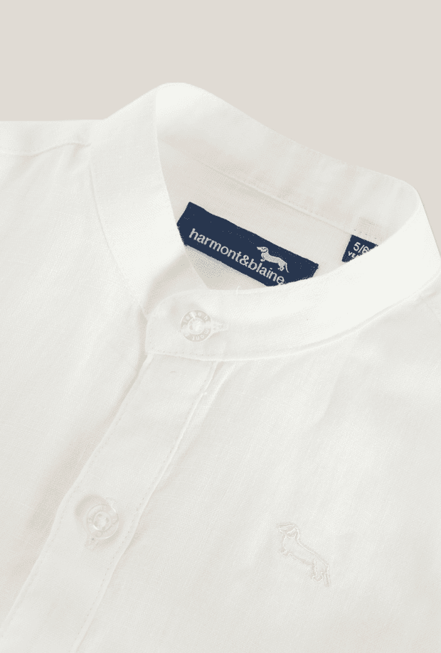 HARMONT&amp;BLAINE KIDS camicia in lino con ricamo bambino bianco - 3