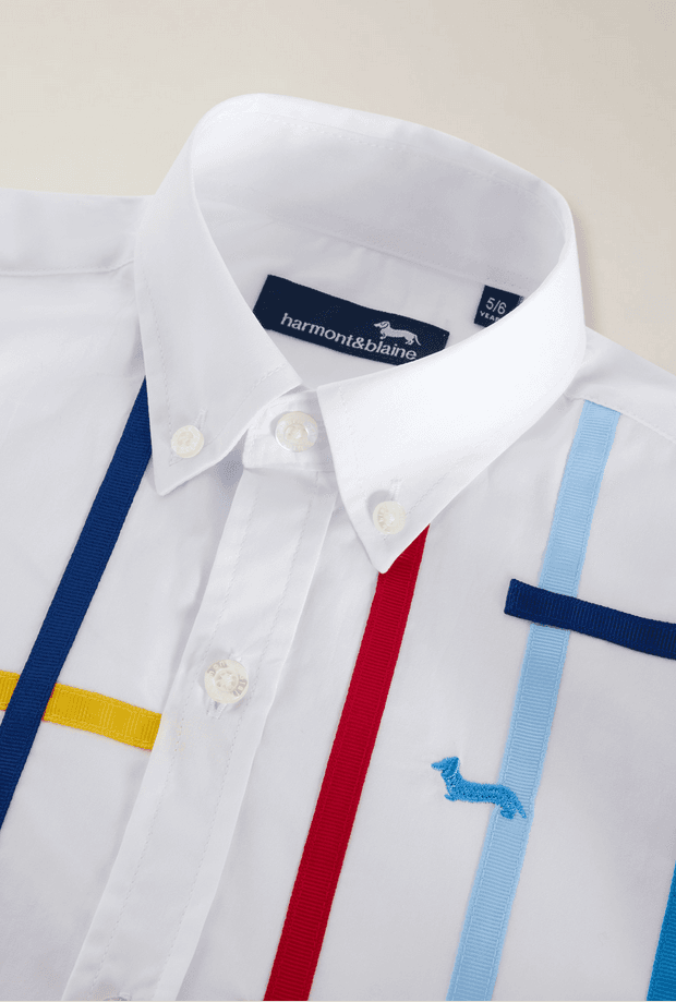 HARMONT&amp;BLAINE KIDS camicia con applicazione in gros-grain multicolor bambino bianco - 3