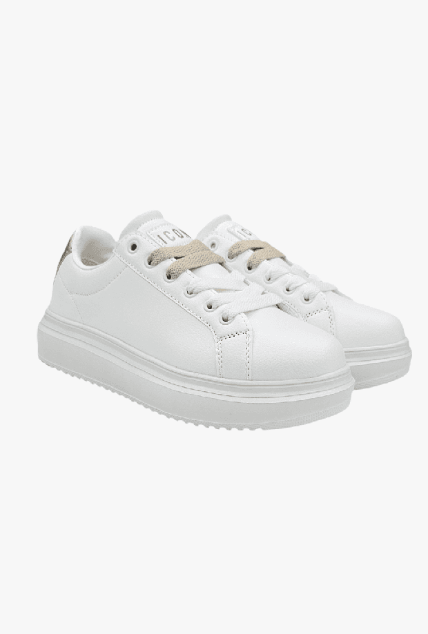 ICON scarpe con logo posteriore donna bianco-oro - 2