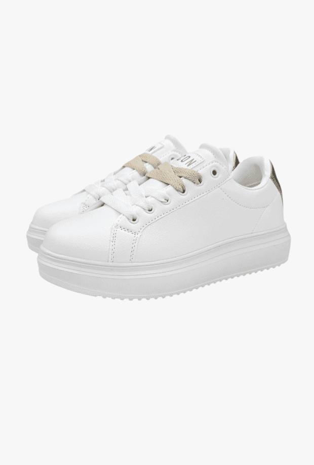 ICON scarpe con logo posteriore donna bianco-oro - 3